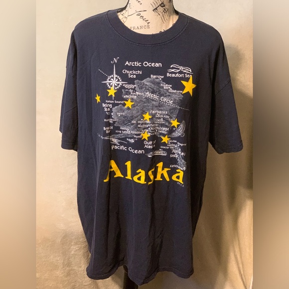 Anvil Other - Alaska Map Graphic Blue XL T Shirt